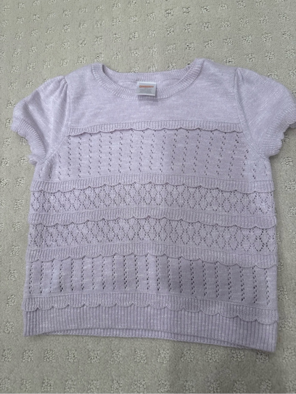 Gymboree Girls Lavender Pointelle Ruffle Knit Sweater Top Size 5T